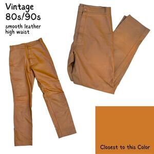 Vintage 80s PumpkinSpice SmoothGrained Leather Pants HighWaist Fall Thanksgiving